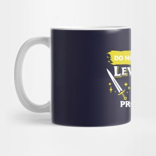 Do Not Disturb Leveling Up In Progress Light Yellow Label Mug